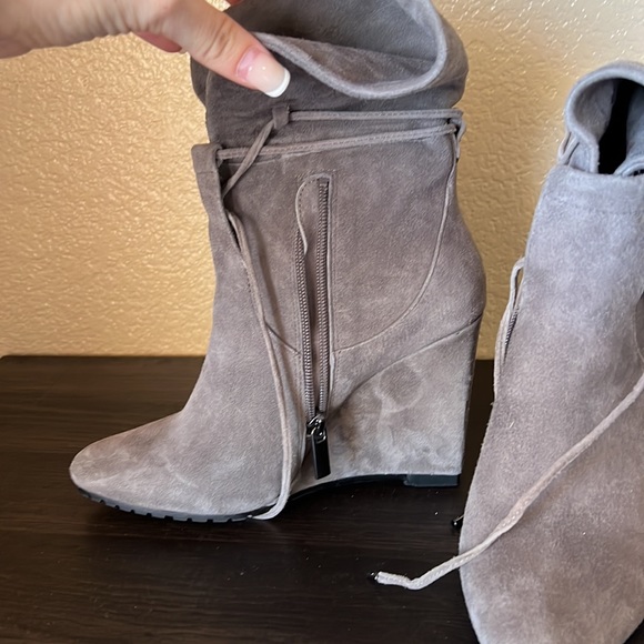 white house black market grey suede ankle britton boots - Picture 3 of 6